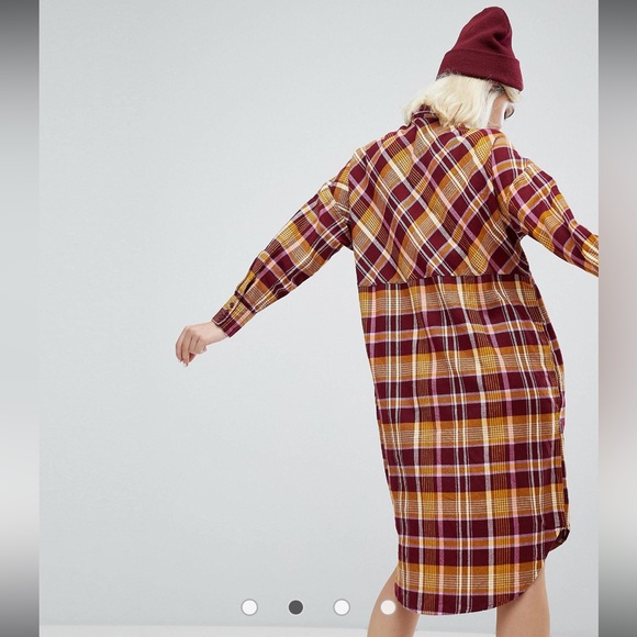 Monki Plaid/Check Shirt Dress- Size XS - Picture 4 of 10
